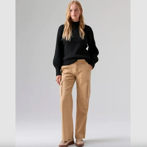 SANCTUARY Pants Size 30 NEW Reissue Cargo Pant Dark Khaki Brown Tan Straight Leg - Picture 1 of 7